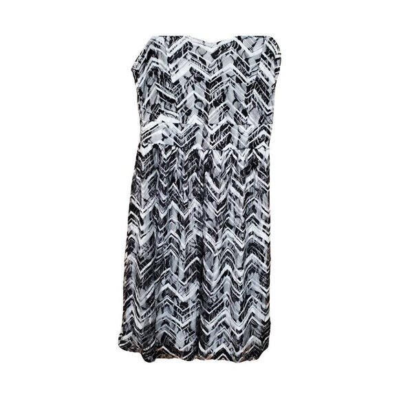 💎187 BeBop Strapless Black and White Mini Dress - Picture 1 of 9